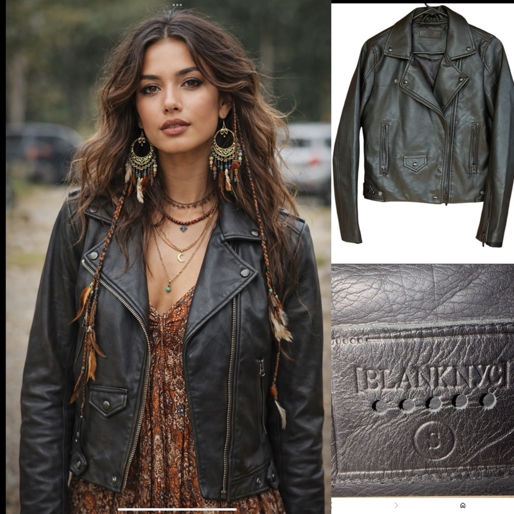 BLANK NYC Faux Leather Jacket Size S Black ASYMMETRICAL ZIP MOTO. Edgy, hobo